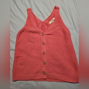 LOFT Coral Knit Sleeveless Top